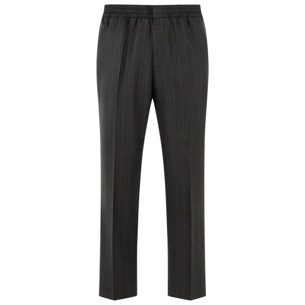Ami Paris Striped Grey Wool Trousers Men